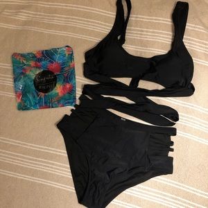 Black CUPSHE High Waisted Bikini, Size Medium